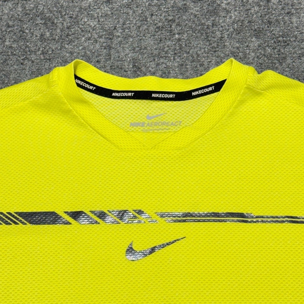 Nike AEROREACT Rafa Nadal Shirt Mens XL Yellow 2017 Montreal Tennis 854662-704
